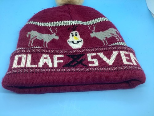 Disney Olaf Sven Beanie Burgundy Winter Cap One Size Hat - Picture 3 of 4
