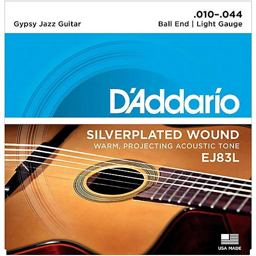 D'Addario EJ83L Gypsy Jazz Acoustic Guitar Strings 10-44 Light gauge ball end