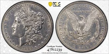 1885 P $1 MORGAN SILVER DOLLAR PCGS AU Detail Proteced by Gold Shield & TrueView