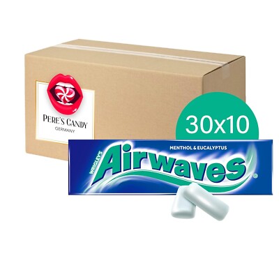 Menthol & Eucalyptus Airwaves Kaugummi  Zuckerfrei  30 Packungen 30 x 10 Dragees