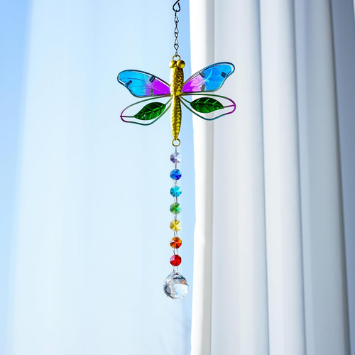 Dragonfly Decor Stained Glass Suncatcher for Windows Hanging Crystal Sun Catcher - Picture 10 of 12