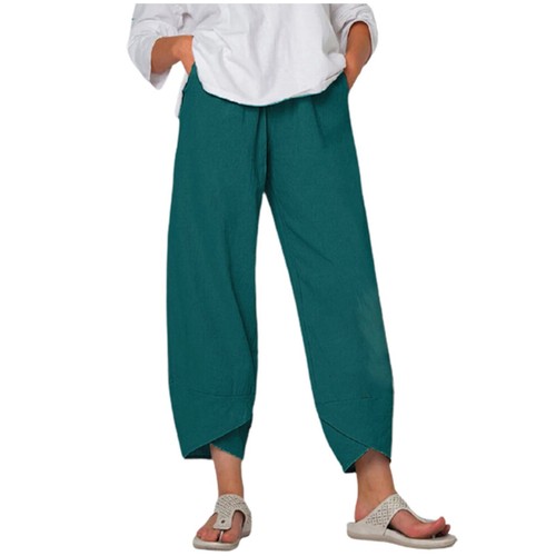 Summer Womens Ladies Cotton Linen Baggy Casual Harem Pants Trousers Plus Size - Picture 16 of 36