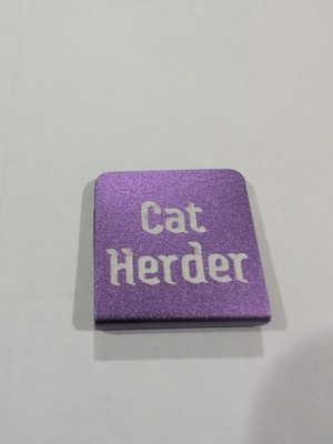 Purple Cat Herder Laser Etched Aluminum Hat Clip 
