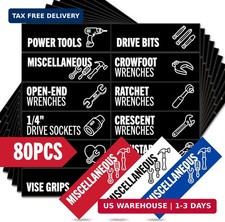 Black Magnetic Tool Box Labels, Toolbox Organization Magnets  80 reusable label