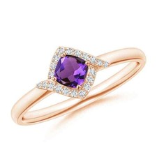 Sterling Silver Crown Chakra Amethyst Gemstone Halo Birthday Ring Jewelry