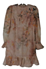 ZIMMERMANN  Crush Flower LS Ruffle Hem Mini Dress Size 1 NWT