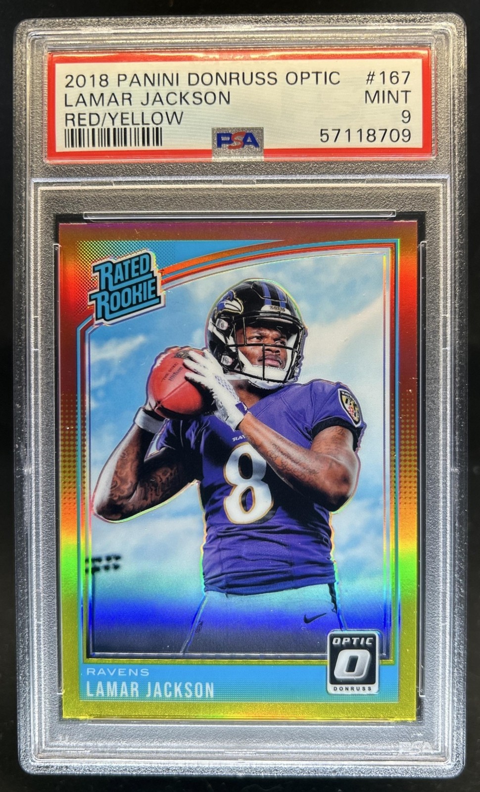 Lamar Jackson Panini Donruss Optic #167 Red/Yellow