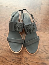 Tory Burch Sandals, Leather Black With Black Logo 