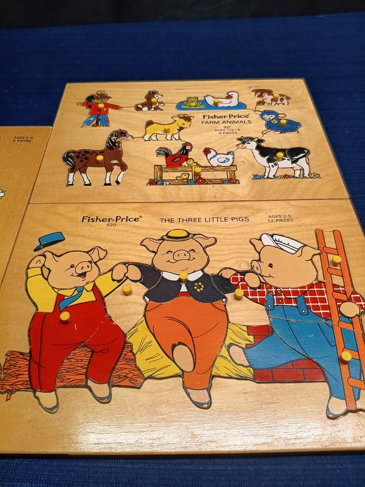 Vintage Lot Wooden Fisher-Price 511 Dog & Puppies (70's) Age 2-5 Toddler Holland - Image 2 of 4