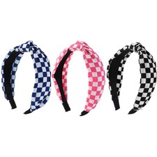 Headbands for Women Checkered Headband Knotted Head Bands Women Non Slip Top ...