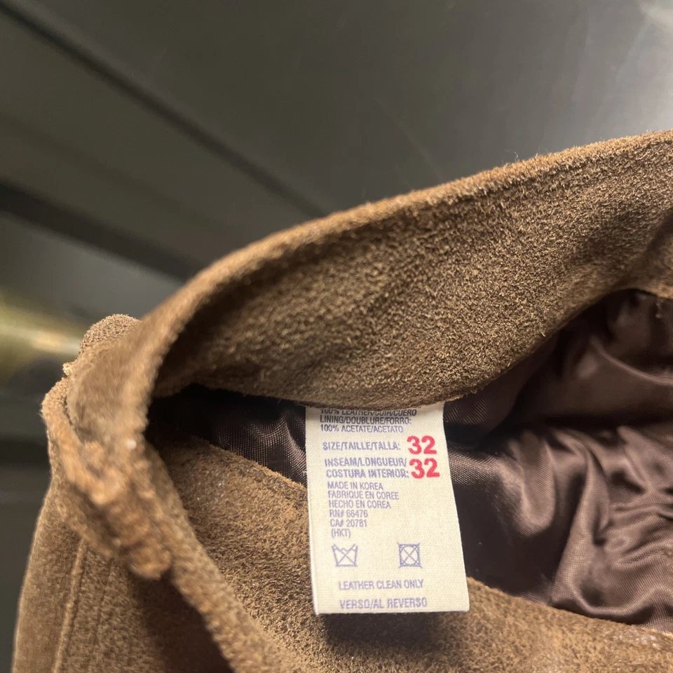 Pantalones de Cuero Tommy Hilfiger Vintage Años 90 Y2K Para Hombre 32 Marrón Moto Actual 32x32 Foto 2 de 4