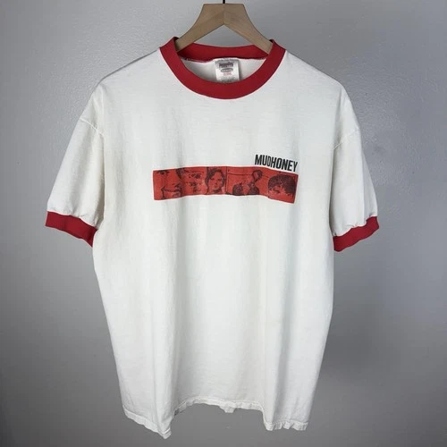 Mudhoney Box Logo Single Stitch Ringer Grunge White Vintage vintage concert t-shirt, vintage, size XL, single stitch, B+ condition