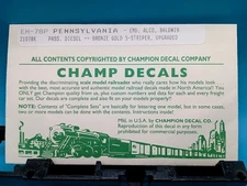 HO SCALE CHAMP DECALS PENNSYLVANIA RAILROAD STEAM LOCO LONG DISTANCE TENDER