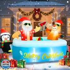 7FT Christmas Inflatable Outdoor Decorations, Hawaiian Santa Clau