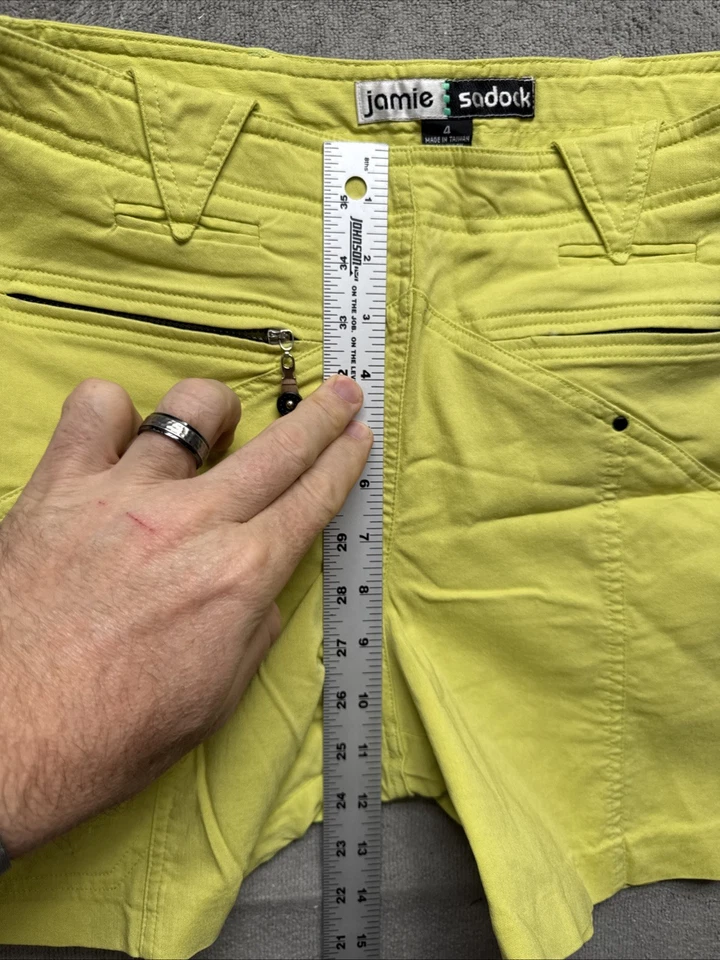 Jamie Sadock Airwear Shorts Women’s 4 Yellow Golf 5” Stretch Zip Pockets Retro - Image 4 of 4