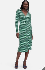 Diane Von Furstenberg x Target XL Green Wrap Dress Knit Midi Long Sleeve