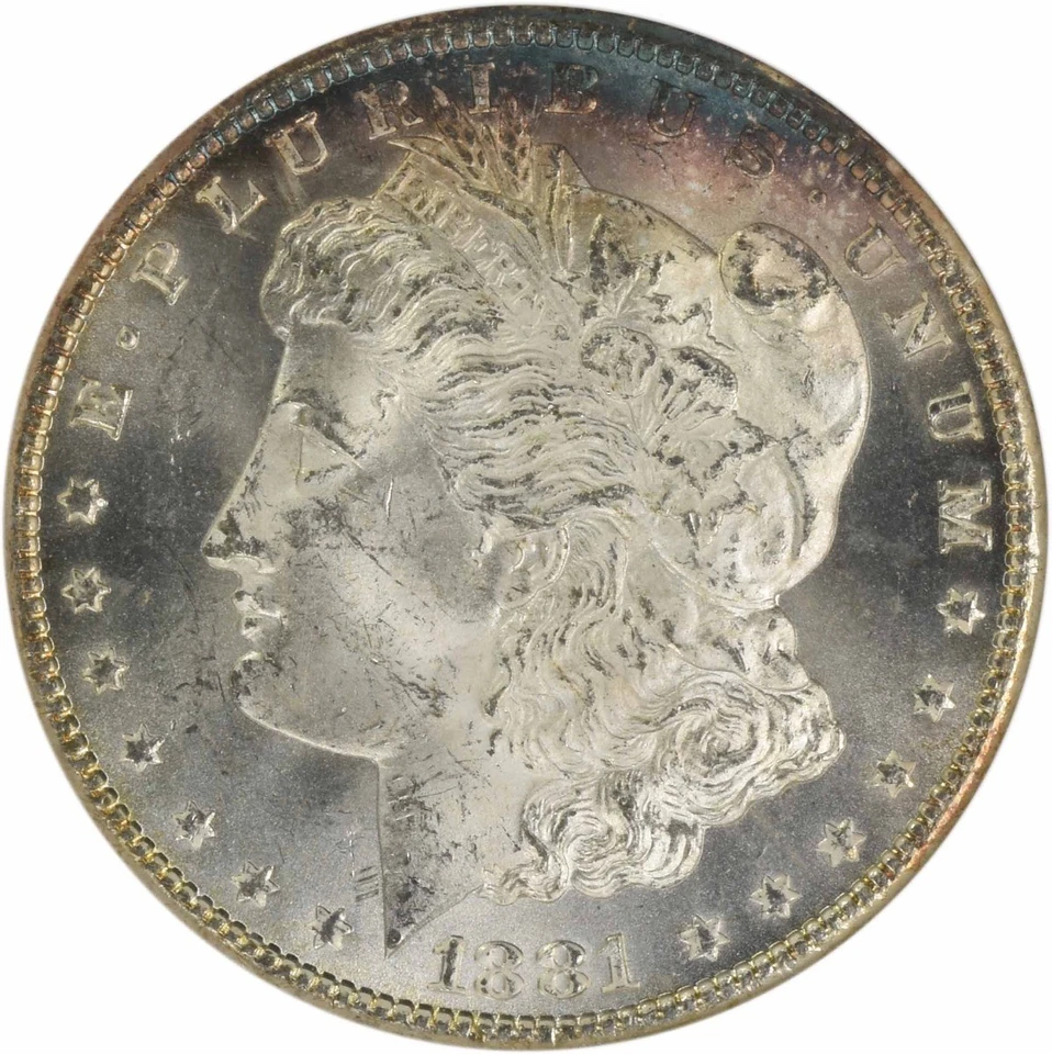 Dólar de plata Morgan 1881-CC MS64 ANACS Foto 3 de 4