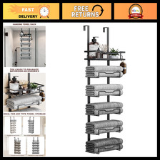 6-Tier Over Door Towel Rack - No Drill Hanging Bath Organizer for Small Spaces,
