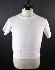 Vintage 1950s Single V Sweatshirt Men’s Medium White Cotton Pullover