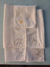 Vintage Set Of 5 Embroidered Wedding Bridal Hankies As Is