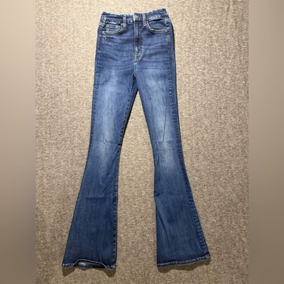 #ad 7 For All Mankind Jeans Womens 26 fit 24x34 tall blue High Rise Flare stretch $26.99