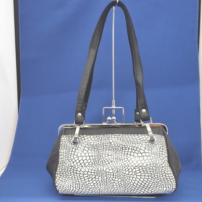 YOKO BRAND Clasp Opening Style Bag Black X White Used
