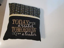 Handmade Reader’s Pillow Book Holder – “Today a Reader” Pocket 16x16 Gift