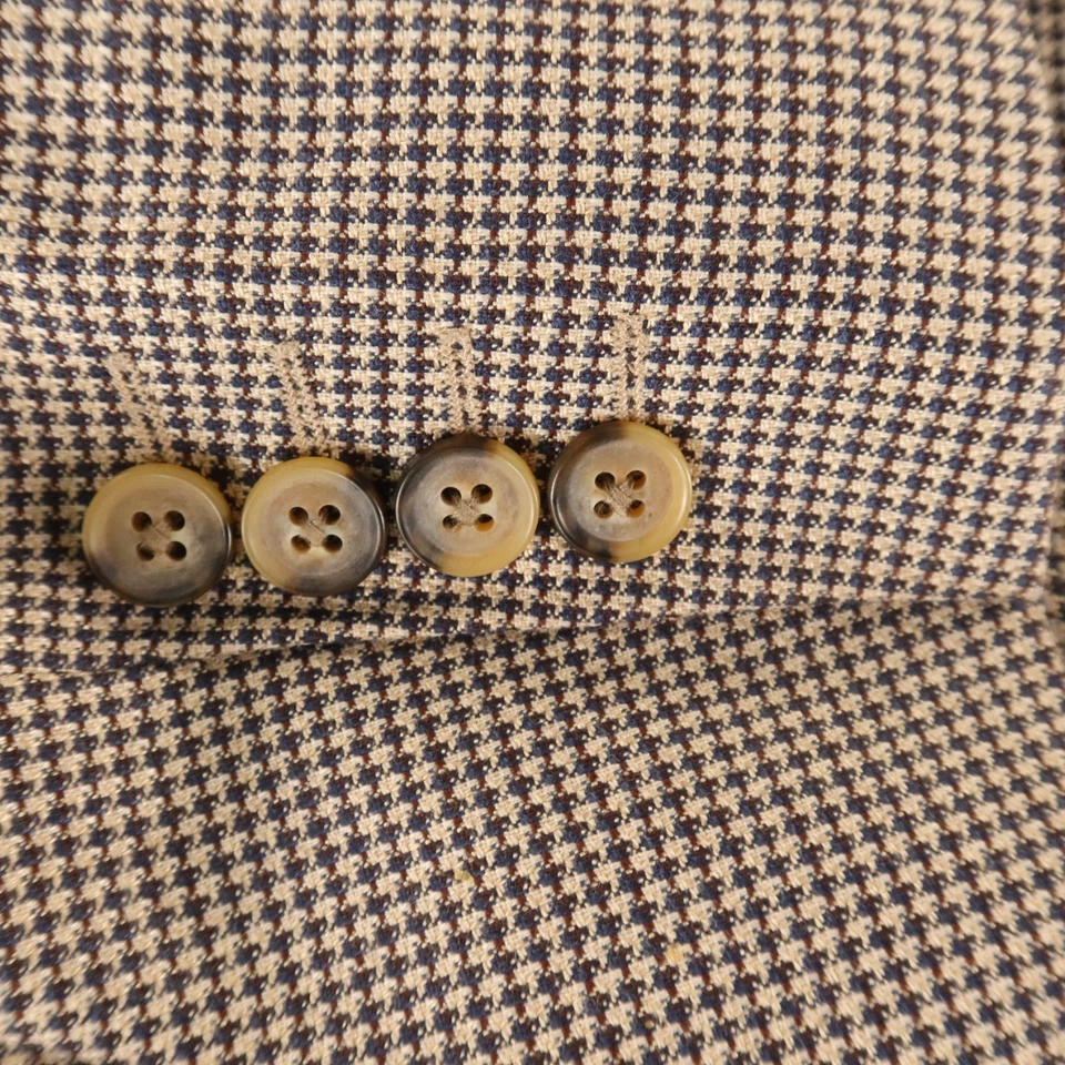 Chaqueta S Cohen M 42R Beige Azul Pata de Gallo Cuadros Bambú Lana Blazer Abrigo Deportivo Foto 4 de 4