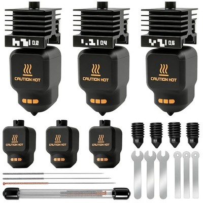 3-Pack 0.2MM+0.4MM+0.6MM P2S Hotend Kit for Bambu Lab P2S/X2D/H2D/H2S,Extruder