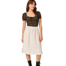 VINTAGE 60s Gaymode crisp white lace half slip cottagecore midi skirt petticoat