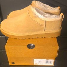 UGG Classic Micro Women s Suede Shearling Lined Slip-On Slippers Beige 7