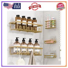 5 Pack Adhesive Bathroom Holders Dispensers for Kids Adults, Gold