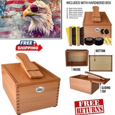 Stylish Leather Care Kit: Hardwood Shoe Shine Box with Polish  Accessories
