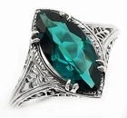 Heat Treated 2CT Tourmaline 925 Sterling Silver Art Deco Look Ring Sz 9 Z6-3