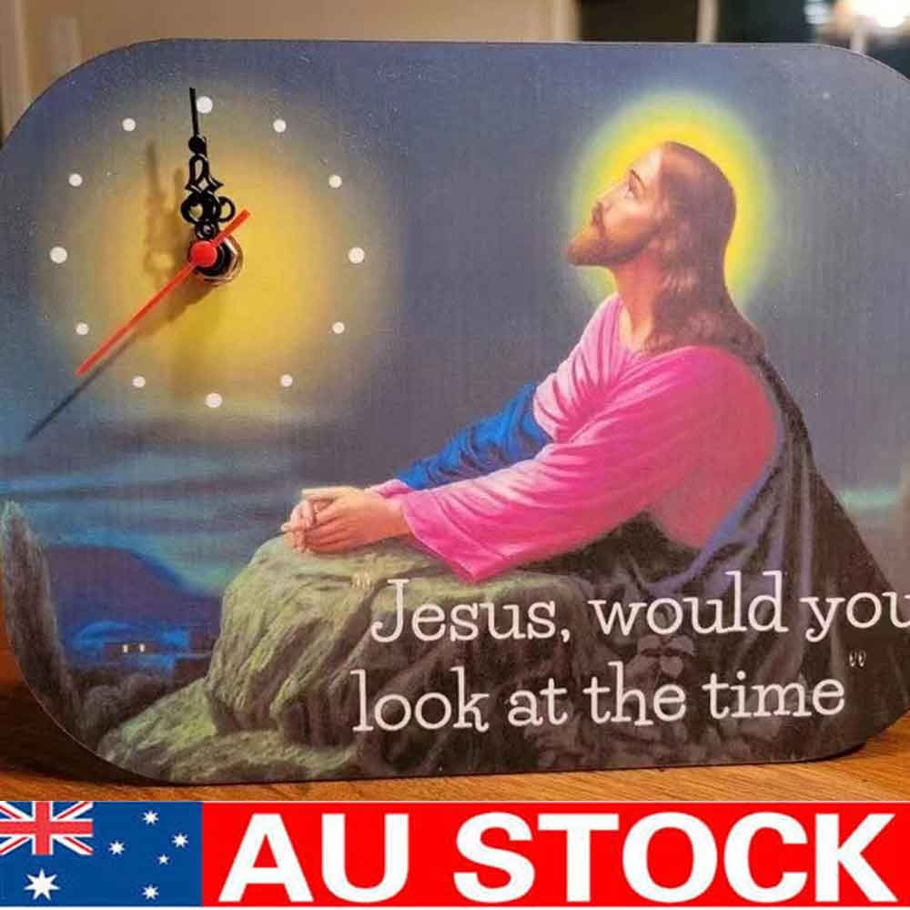 Novelty Wall Clock: "Jesus, would you look at the time",Funny Wooden Wall Clock
