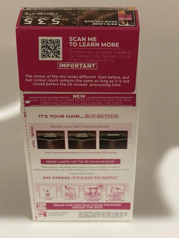 Color de cabello semipermanente brillo crema fundida L'Oreal Paris - 535 chocolate Foto 2 de 4