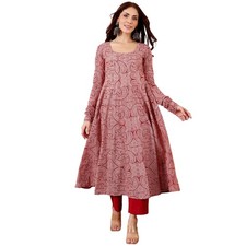 GoSriKi Women's Rayon Viscose Anarkali Printed Kurta with Pant