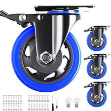 5 Inch Caster Wheels with Safety Dual Locking, Heavy Duty Casters Set of 4, Indu