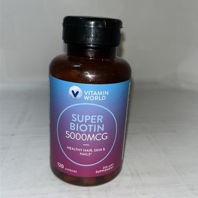 Super Biotin 5000 mcg. 120 Capsules, B Vitamin, Hair, Skin and Nails Exp9/2027