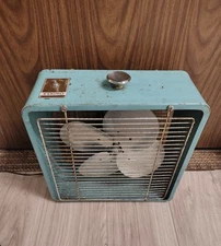 Vintage Eskimo Breeze Box 14" Fan W/ Original Box 3 Speed Turquoise 121050 1950s