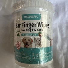 Ear Cleaner Finger Wipes Gentle Large Size Cleaning Pads for Dogs Cats -60 Pcs