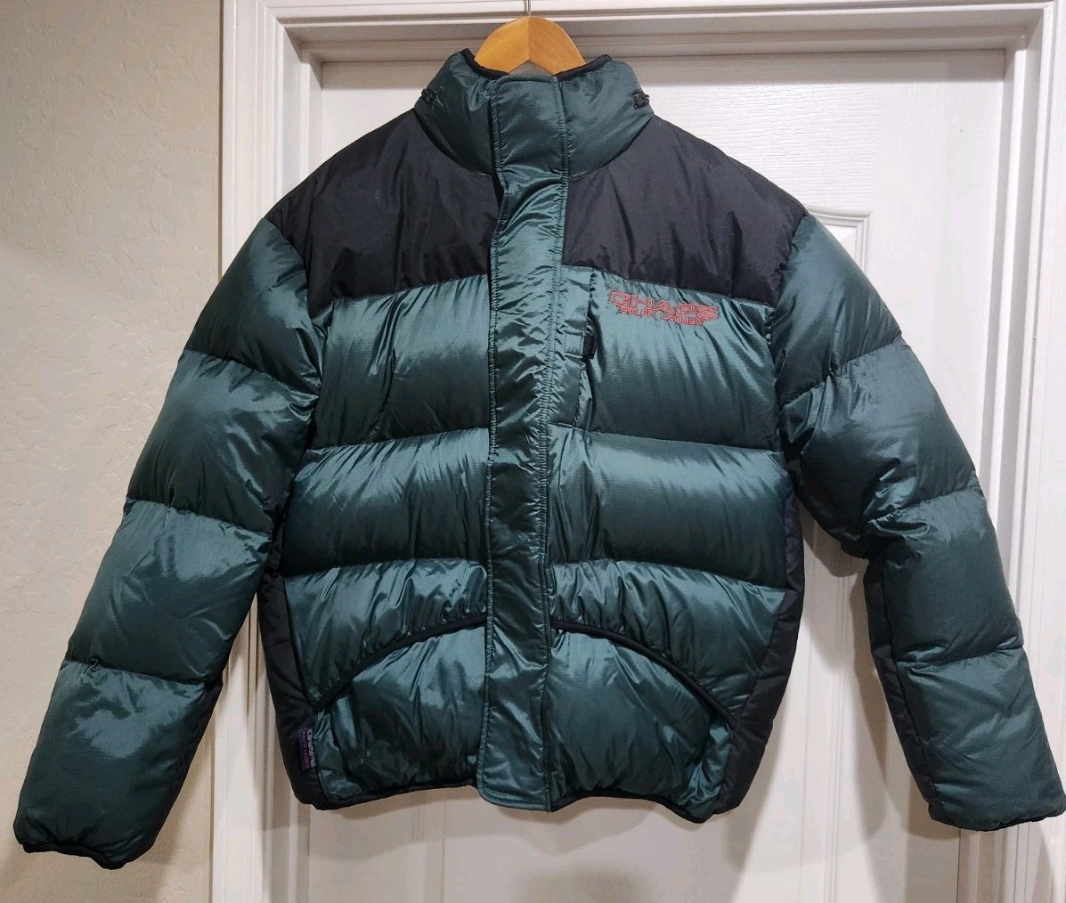 Vintage Chaps Ralph Lauren Puffer Full Zip Jacket Coat Men’s Large Green Black