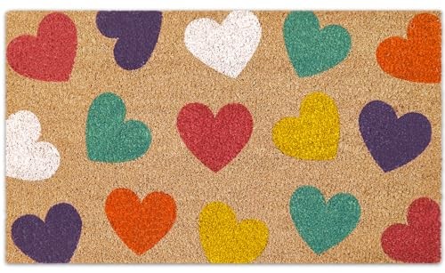 Fußmatte Valentinstag Natur Kokos Bunt Süßigkeiten Herz Willkommen Fußmatte - Bild 1 von 7