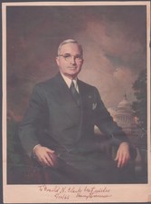 HARRY S TRUMAN - INSCRIBED PRINTED ART SIGNED IN INK 05/12/1966