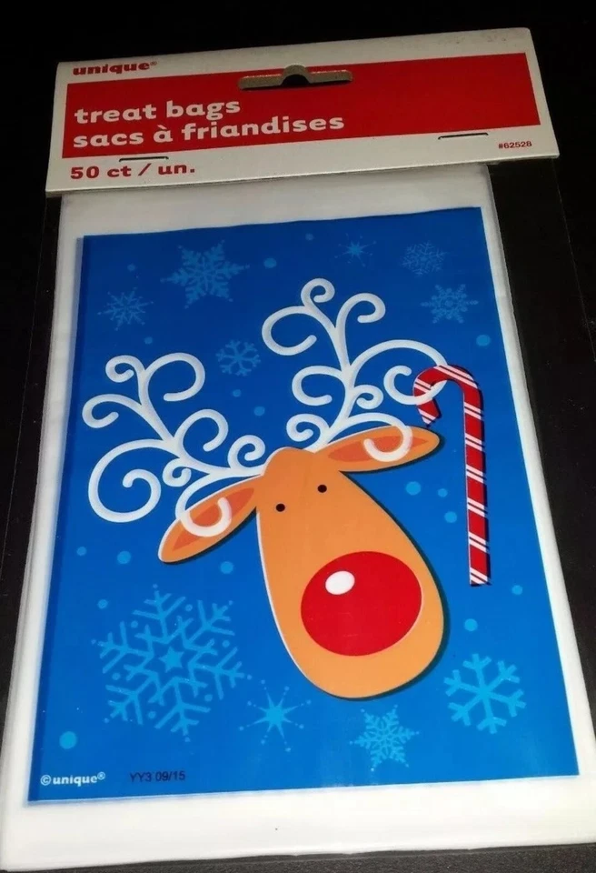 500 mini bolsas de golosinas dulces/galletas - suministros de fiesta de renos 4" x 6" Navidad Foto 3 de 4