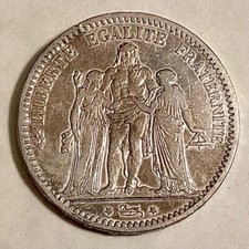 1873 A France FIve 5 Francs - Paris Mint - Classic Hercules Design