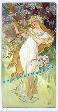 The Seasons Spring 1896 Mucha Vintage Poster Print Retro Style Art Nouveau Lady