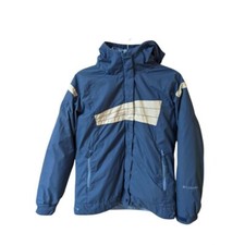 Columbia Girls 3-in-1 Jacket Blue Full Zip Hooded Hook Loop Pockets Lined 14/16