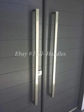 Entry Pull Square Door Satin Nickel Long Handle Stainless Steel Modern