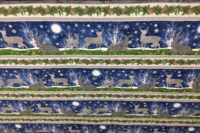 Large Quilted Christmas Table Runner 6 x 3 1/2 feet Under The Pines Fabrics